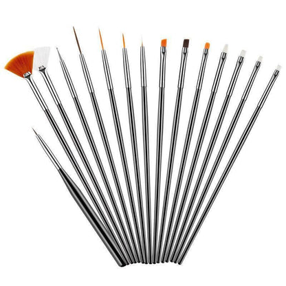 Nail Art Design Brushes Dotting Pen Tool Set Painting Uv Gel Drawing Brush 15Pcs - Pink V528-NAILPEN-PINK-24461