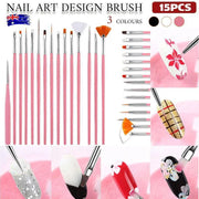 Nail Art Design Brushes Dotting Pen Tool Set Painting Uv Gel Drawing Brush 15Pcs - White V528-NAILPEN-WHITE-22857