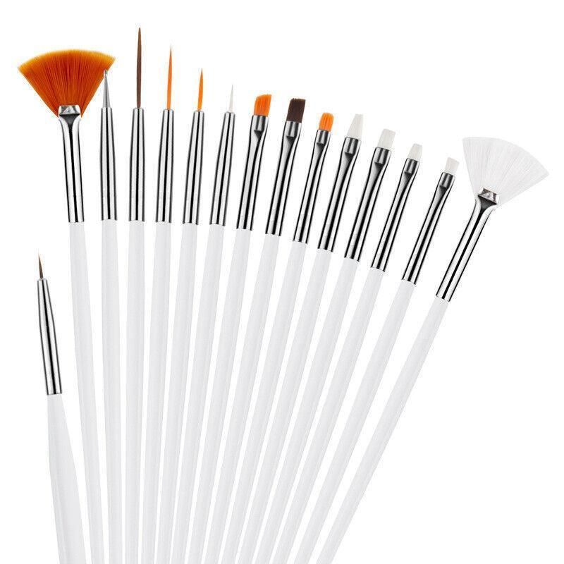 Nail Art Design Brushes Dotting Pen Tool Set Painting Uv Gel Drawing Brush 15Pcs - White V528-NAILPEN-WHITE-22857