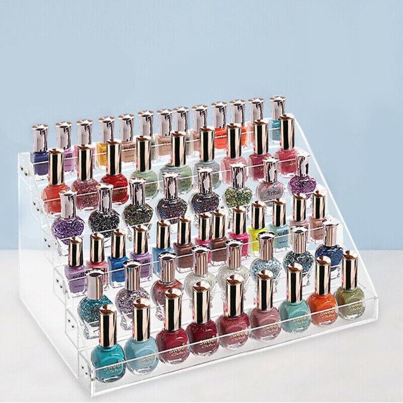 Nail Polish Storage Rack with 4 to 6 Tiers Acrylic Display Stand for Makeup and Lipstick - 5Tiers V528-NAILPOLISHRACK-5TIER-339567