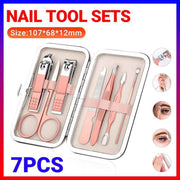 7PCS Manicure Pedicure Set Stainless Nail Clippers Kit Cuticle Grooming Case V528-NAILTOOLSETS-ROSEGOLD-7PCS809493
