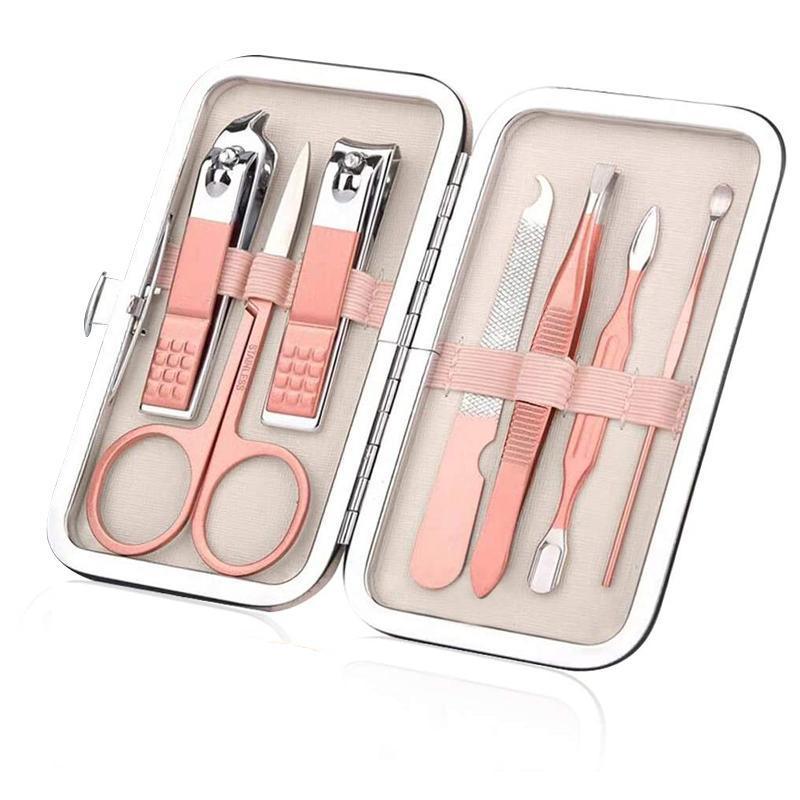 7PCS Manicure Pedicure Set Stainless Nail Clippers Kit Cuticle Grooming Case V528-NAILTOOLSETS-ROSEGOLD-7PCS809493
