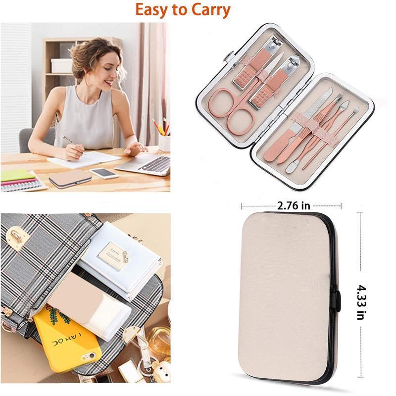 7PCS Manicure Pedicure Set Stainless Nail Clippers Kit Cuticle Grooming Case V528-NAILTOOLSETS-ROSEGOLD-7PCS809493