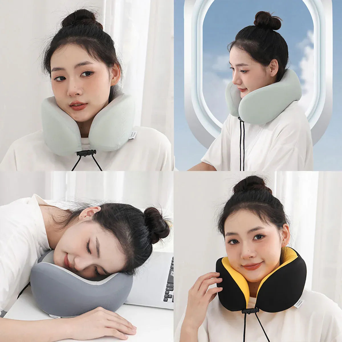 Memory Foam U Shaped Neck Pillow Travel Portable Office Nap Support Pillow - Black V528-NECK-PILLOW-BLACK-586141