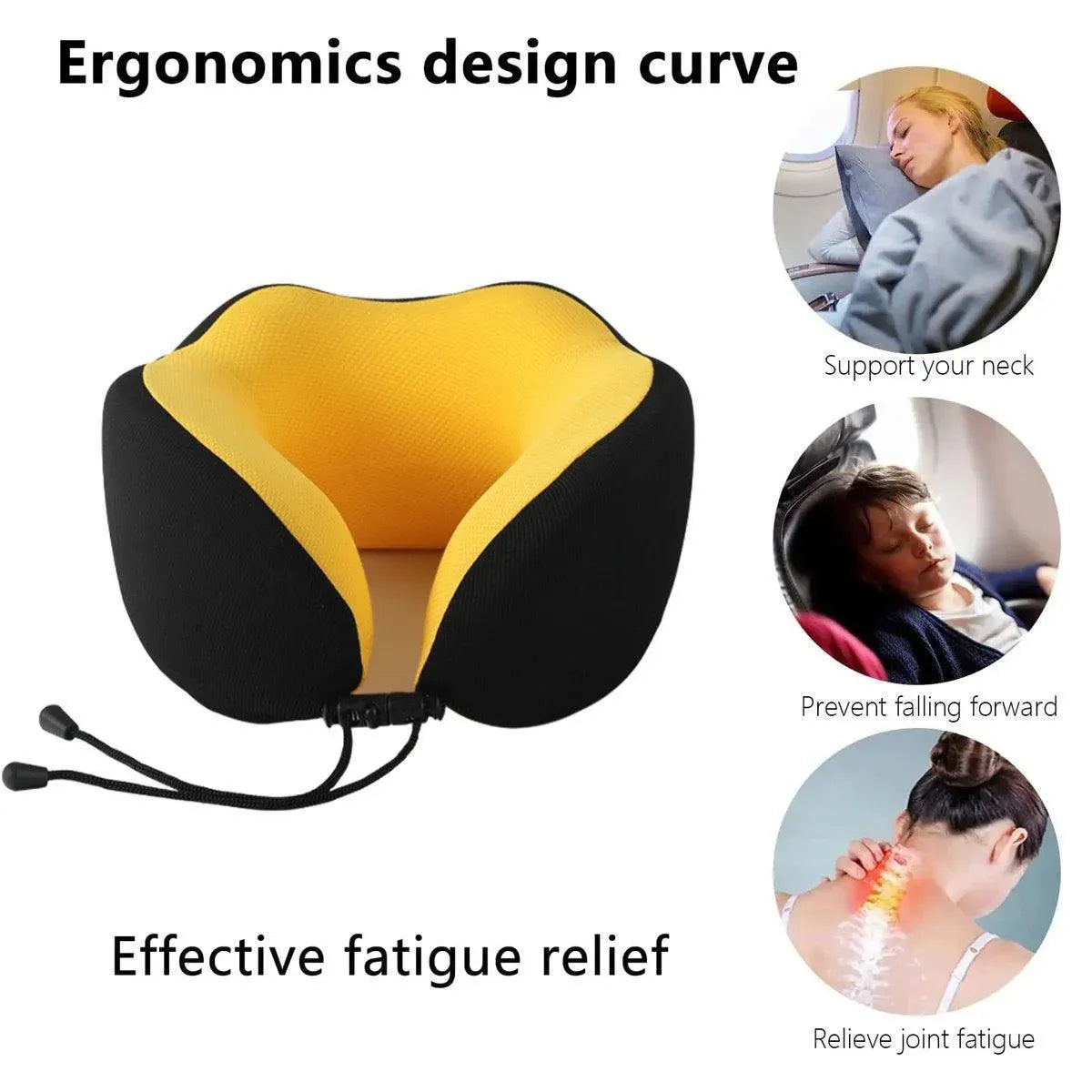 Memory Foam U Shaped Neck Pillow Travel Portable Office Nap Support Pillow - Black V528-NECK-PILLOW-BLACK-586141