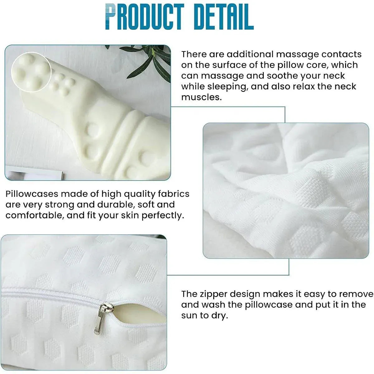 Orthopedic Memory Foam Cervical Neck Pillow for Sleep Support Slow Rebound - White V528-NECK-PILLOW-WHITE-525279