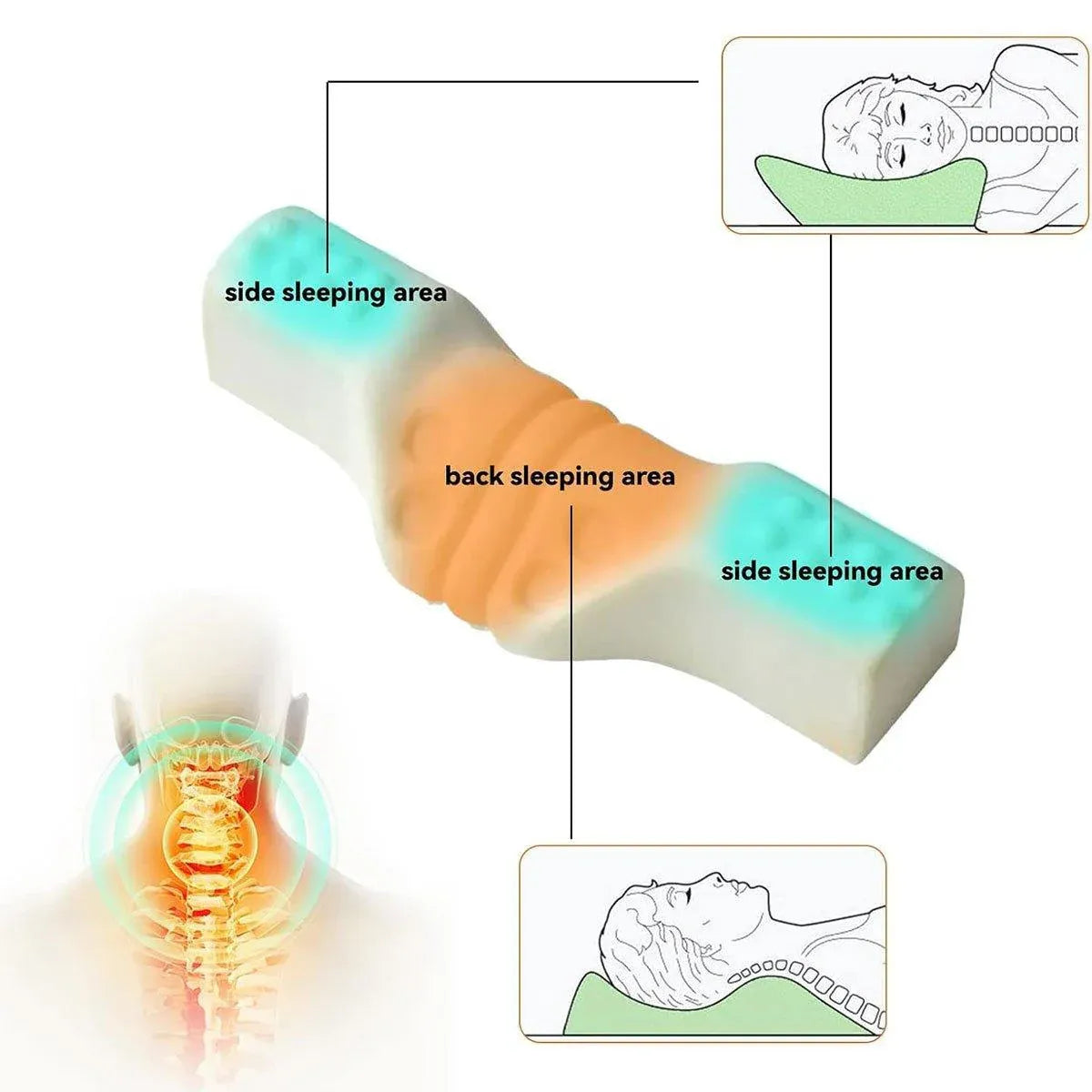Orthopedic Memory Foam Cervical Neck Pillow for Sleep Support Slow Rebound - White V528-NECK-PILLOW-WHITE-525279