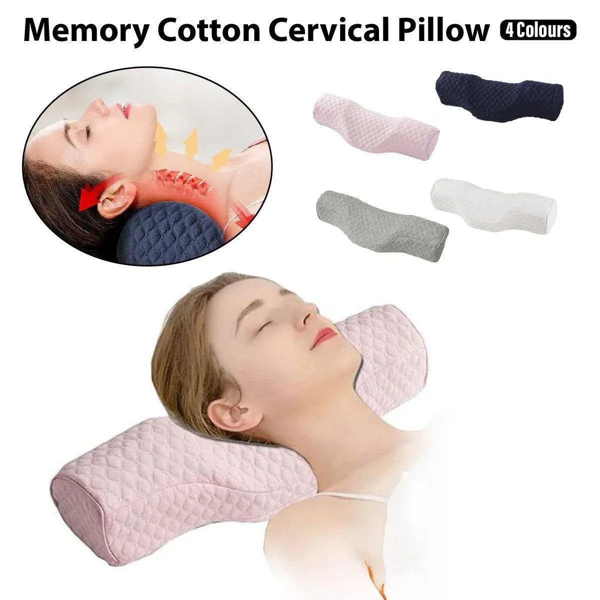 Orthopedic Memory Foam Cervical Neck Pillow for Sleep Support Slow Rebound - White V528-NECK-PILLOW-WHITE-525279