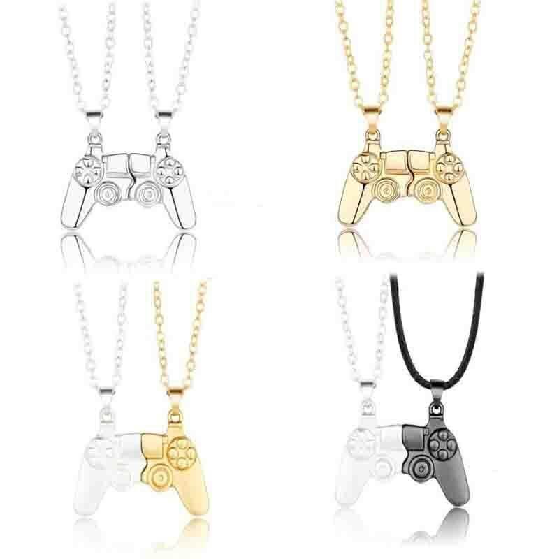 Matching Gamer Controller Necklace for Couples or Friends Pendant Gift Set - Silver and Silver V528-NECKLACEPENDANT-01-682028