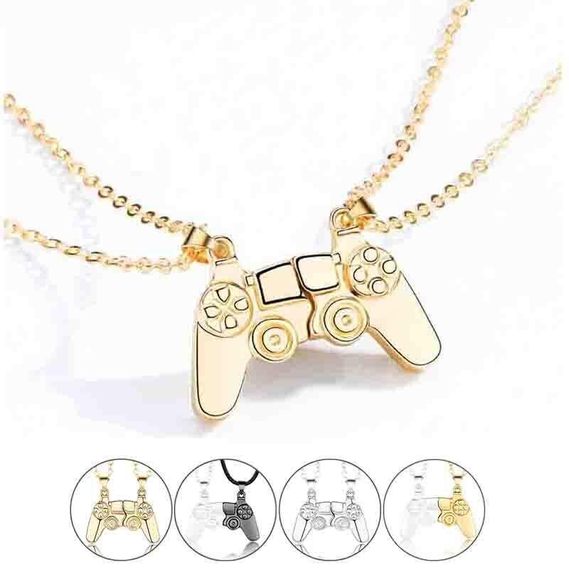 Matching Gamer Controller Necklace for Couples or Friends Pendant Gift Set - Silver and Silver V528-NECKLACEPENDANT-01-682028