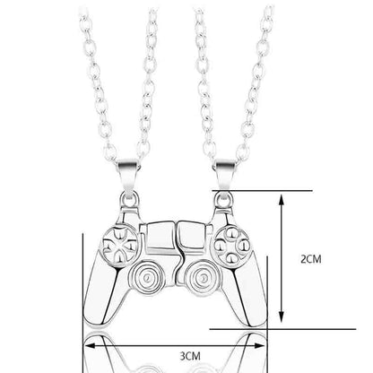 Matching Gamer Controller Necklace for Couples or Friends Pendant Gift Set - Gold and Gold V528-NECKLACEPENDANT-02-955530