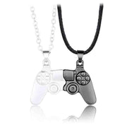 Matching Gamer Controller Necklace for Couples or Friends Pendant Gift Set - Silver and Black V528-NECKLACEPENDANT-04-894035