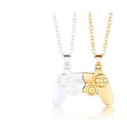 Matching Gamer Controller Necklace for Couples or Friends Pendant Gift Set - Silver and Black V528-NECKLACEPENDANT-04-894035