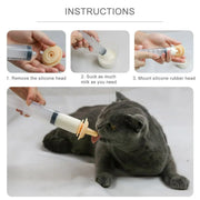 Kitten Puppy Pet Feeding Syringe Feeder Cat Dog Nursing Bottle with Pacifier - S-5PCS V528-NEEDLE-FEEDER-S-260063