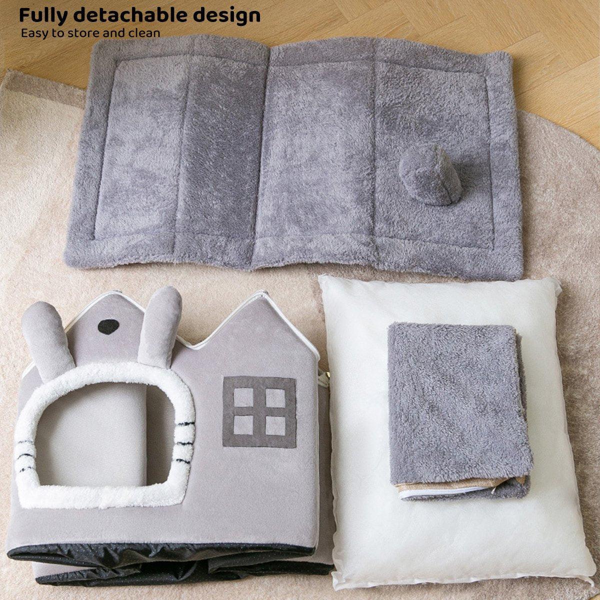 Removable Washable Pet House Four Seasons Cat Enclosed House - Grey-M V528-NEST-GREY-M-640650