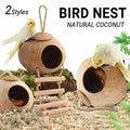 Natural Coconut Bird Nest Cage Pet Parrot Parakeet Safe Hut Feeder Shell Home - Stairs type V528-NEST-S-LT-942575