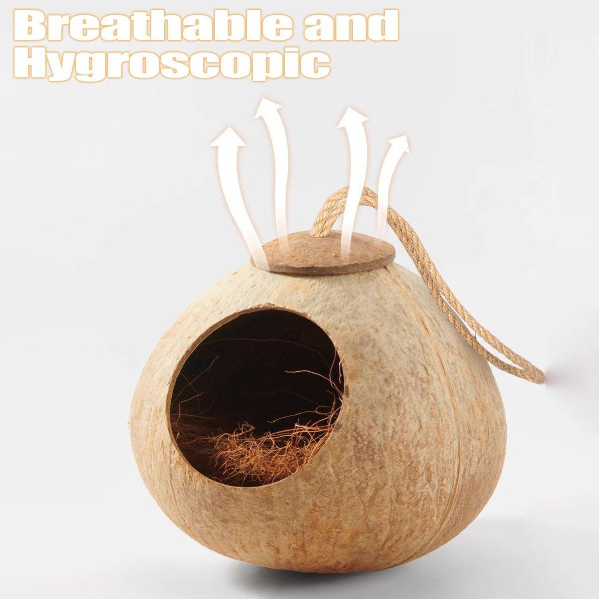 Natural Coconut Bird Nest Cage Pet Parrot Parakeet Safe Hut Feeder Shell Home - Stairs type V528-NEST-S-LT-942575