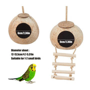 Natural Coconut Bird Nest Cage Pet Parrot Parakeet Safe Hut Feeder Shell Home - Stairs type V528-NEST-S-LT-942575