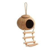 Natural Coconut Bird Nest Cage Pet Parrot Parakeet Safe Hut Feeder Shell Home - Stairs type V528-NEST-S-LT-942575