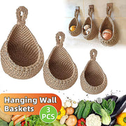 3pcs Boho Hanging Wall Baskets Woven Vegetable Fruit Storage Pouch Kitchen Decor V528-NET-BAG-3PCS-429989