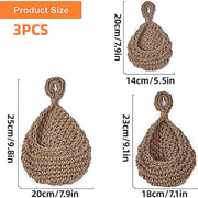3pcs Boho Hanging Wall Baskets Woven Vegetable Fruit Storage Pouch Kitchen Decor V528-NET-BAG-3PCS-429989