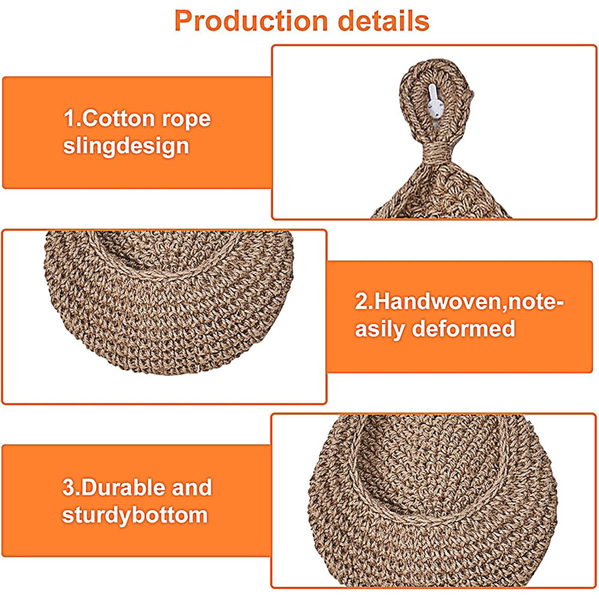 3pcs Boho Hanging Wall Baskets Woven Vegetable Fruit Storage Pouch Kitchen Decor V528-NET-BAG-3PCS-429989
