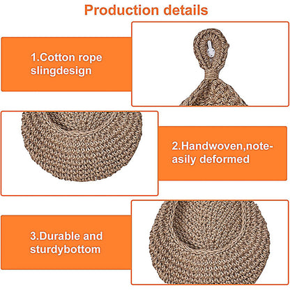 3pcs Boho Hanging Wall Baskets Woven Vegetable Fruit Storage Pouch Kitchen Decor V528-NET-BAG-3PCS-429989