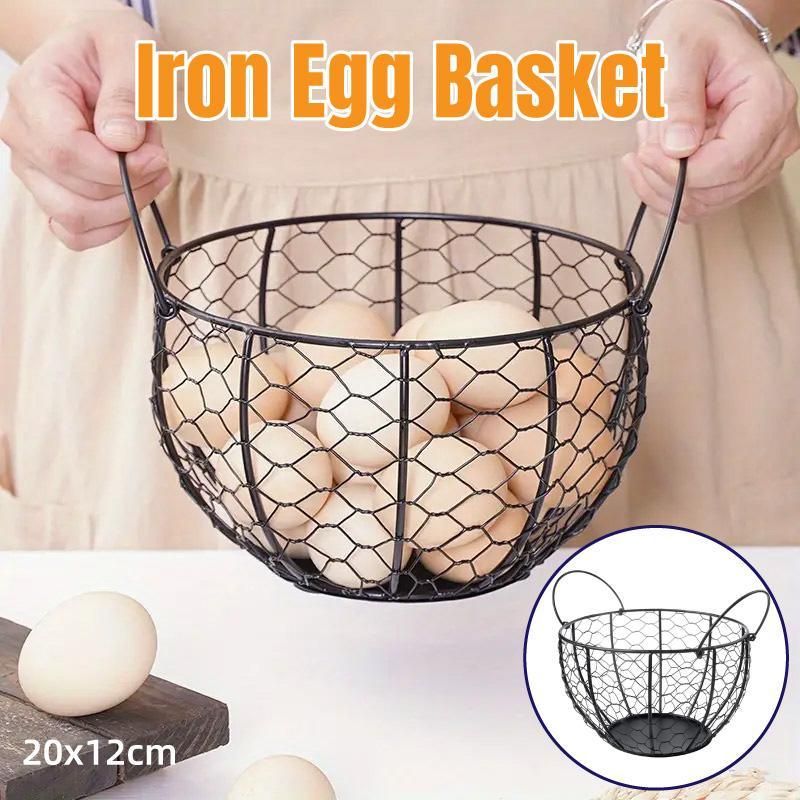 Egg Basket Fruit Storage Basket Blue Iron Basket Home Sundries Organiser Holder V528-NET-BASKET-227641