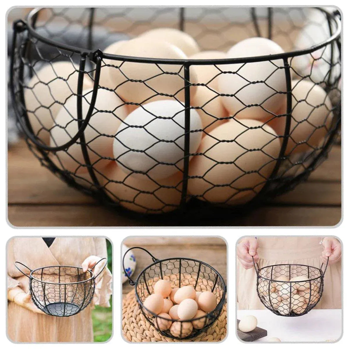 Egg Basket Fruit Storage Basket Blue Iron Basket Home Sundries Organiser Holder V528-NET-BASKET-227641