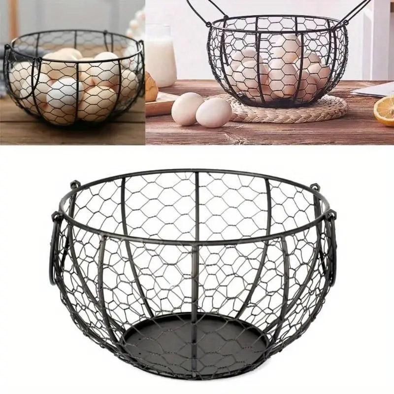 Egg Basket Fruit Storage Basket Blue Iron Basket Home Sundries Organiser Holder V528-NET-BASKET-227641
