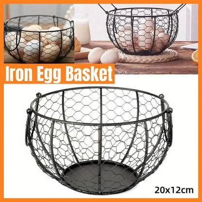 Egg Basket Fruit Storage Basket Blue Iron Basket Home Sundries Organiser Holder V528-NET-BASKET-227641