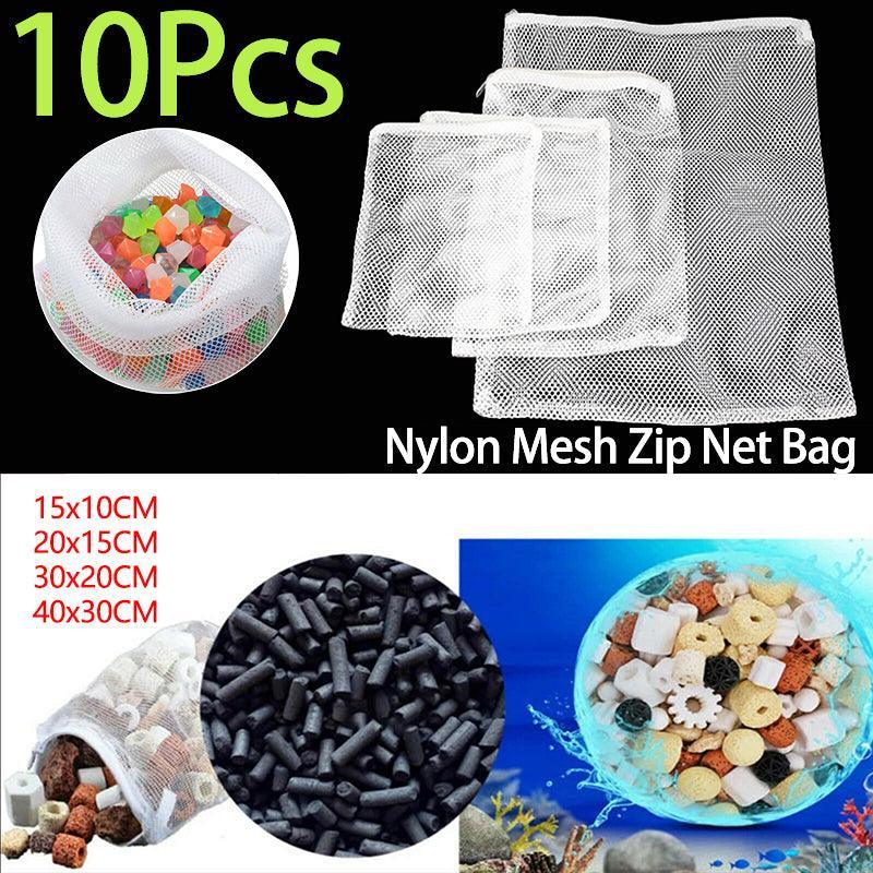 10Pcs Nylon Mesh Bags for Aquarium Pond Filter Media - 20CMx30CM V528-NETBAG-20-30-10PCS-26933