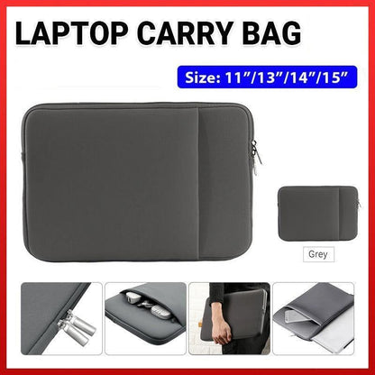 Grey Laptop Macbook Notebook Sleeve Bag Travel Carry Case Cover For 11 13 14 15 Inch Lap Top - 11Inch V528-NEWLAPTOPBAG-GREY-11-772016