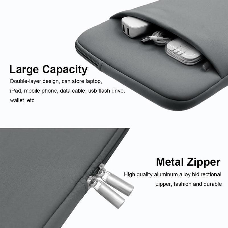 Grey Laptop Macbook Notebook Sleeve Bag Travel Carry Case Cover For 11 13 14 15 Inch Lap Top - 15Inch