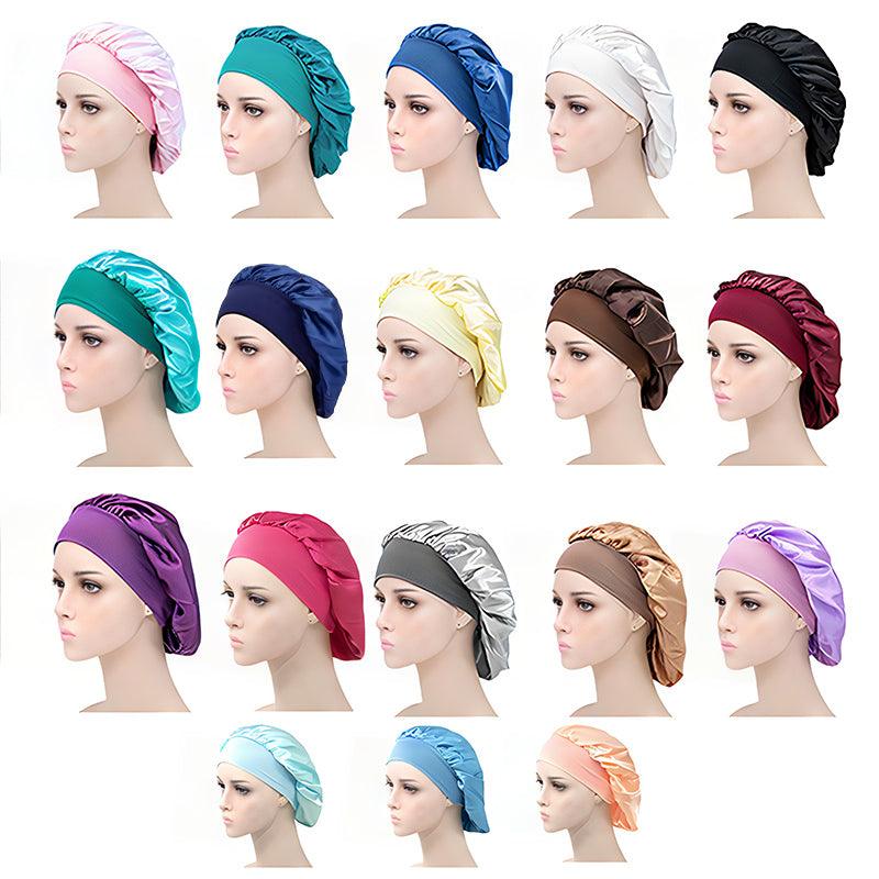 Sleeping Bonnet Hair Wrap Silk Satin Cap Women Elastic Night Soft Hat Headwear - Rose Red V528-NIGHTCAP-ROSERED-318937