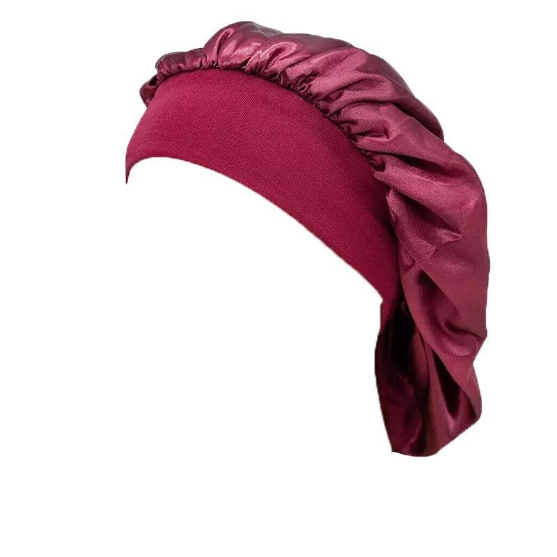 Sleeping Bonnet Hair Wrap Silk Satin Cap Women Elastic Night Soft Hat Headwear - Rose Red V528-NIGHTCAP-ROSERED-318937