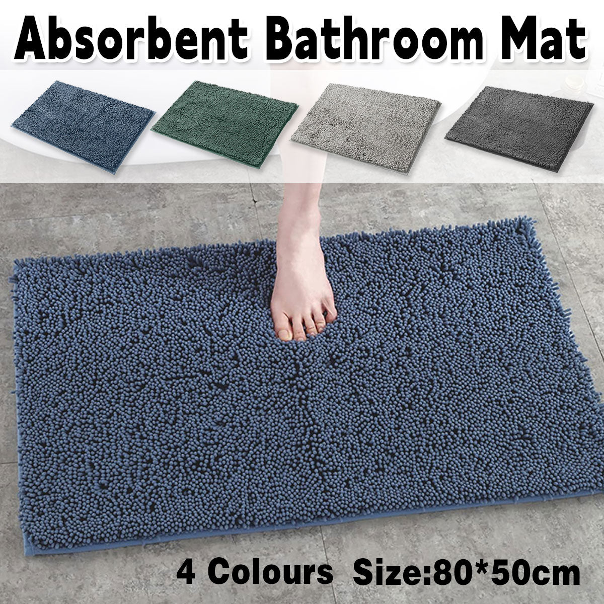 Anti-Slip Bathroom Mat Water-Absorbing Floor Mat Foot Mat Non-Slip Door Mat - Dark Grey V528-NON-SLIP-MAT-DARK-GREY-697726