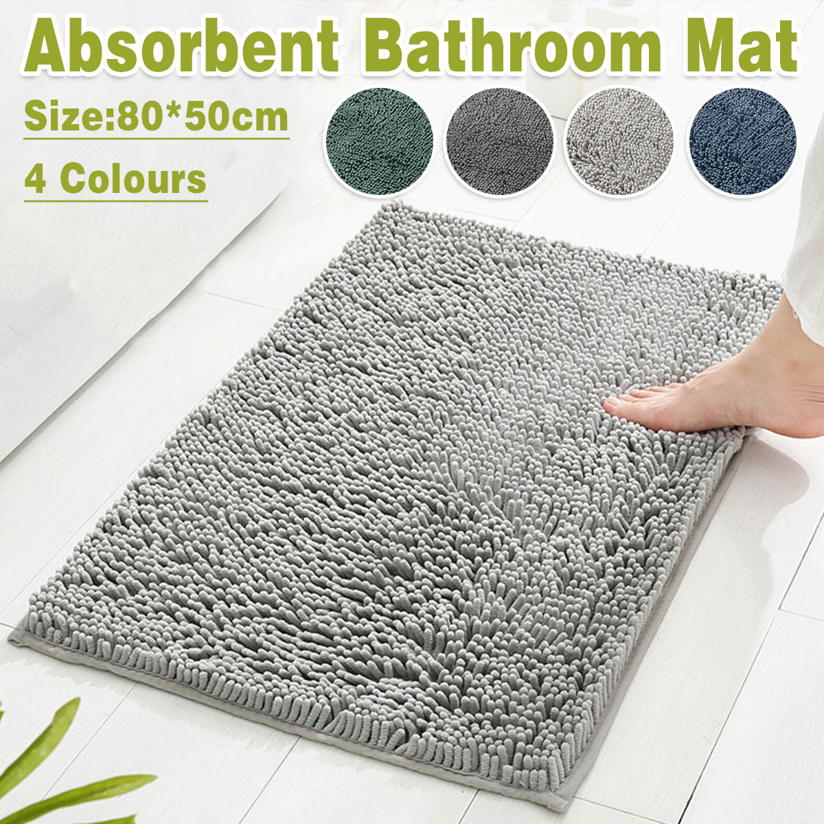 Anti-Slip Bathroom Mat Water-Absorbing Floor Mat Foot Mat Non-Slip Door Mat - Dark Grey V528-NON-SLIP-MAT-DARK-GREY-697726