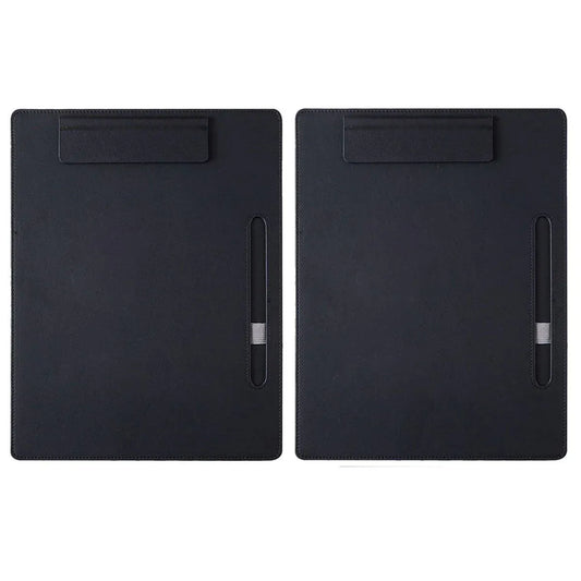 2pcs Leather Clipboard Conference File Holder Hotel Menu Pad Durable Board Clip - Black V528-NOTE-CLIP-BLACK-2PCS-834871