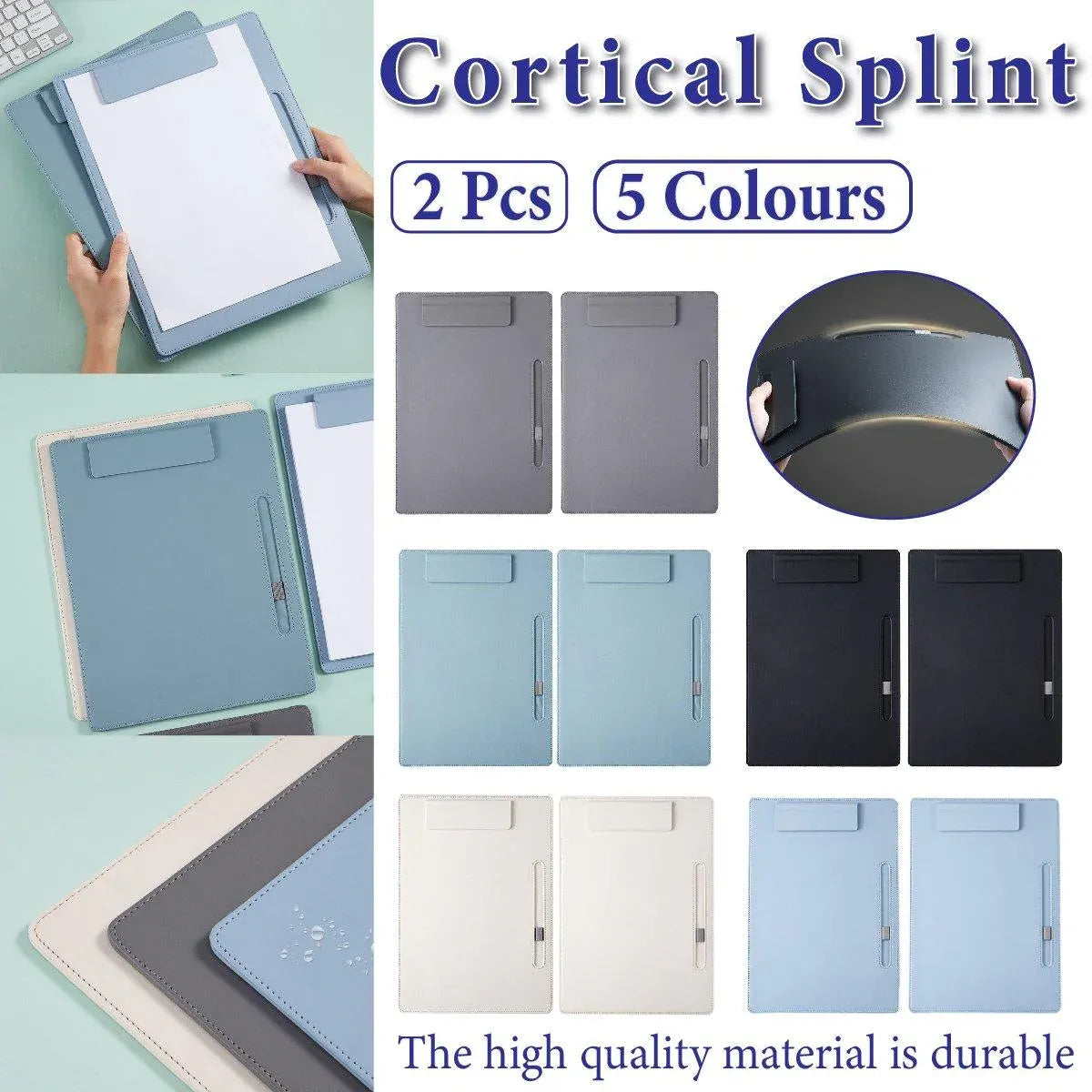 2pcs Leather Clipboard Conference File Holder Hotel Menu Pad Durable Board Clip - Black V528-NOTE-CLIP-BLACK-2PCS-834871