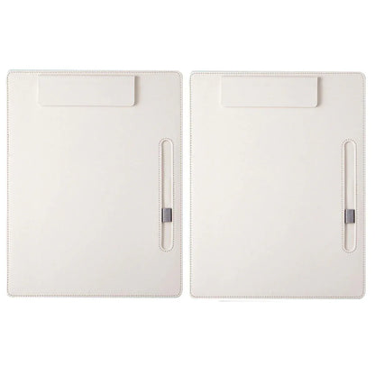 2pcs Leather Clipboard Conference File Holder Hotel Menu Pad Durable Board Clip - Cream V528-NOTE-CLIP-CREAM-2PCS-385121