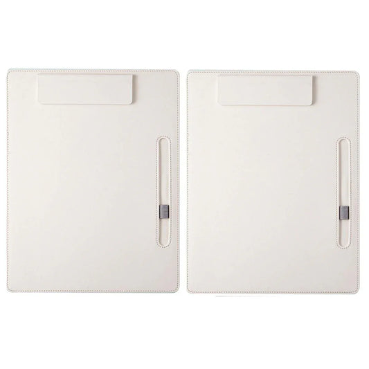 2pcs Leather Clipboard Conference File Holder Hotel Menu Pad Durable Board Clip - Cream V528-NOTE-CLIP-CREAM-2PCS-385121