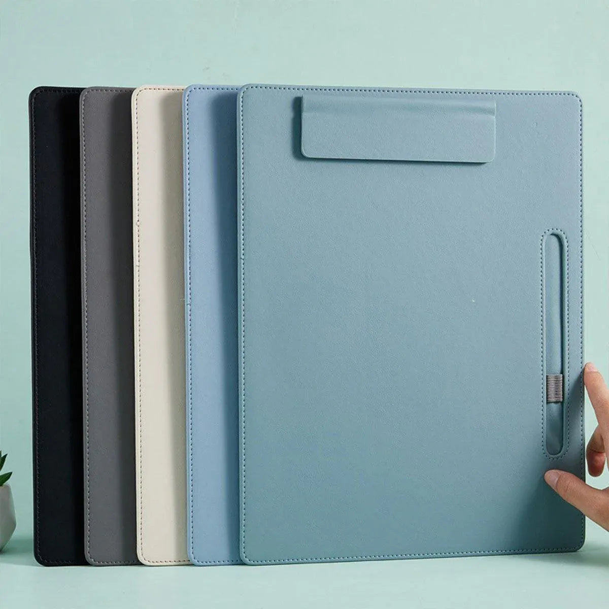 2pcs Leather Clipboard Conference File Holder Hotel Menu Pad Durable Board Clip - Cream V528-NOTE-CLIP-CREAM-2PCS-385121