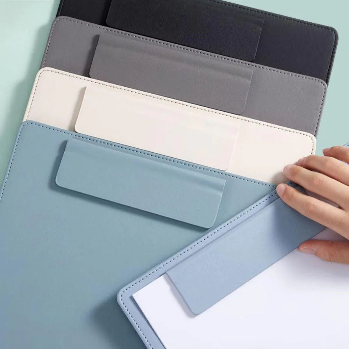 2pcs Leather Clipboard Conference File Holder Hotel Menu Pad Durable Board Clip - Cream V528-NOTE-CLIP-CREAM-2PCS-385121