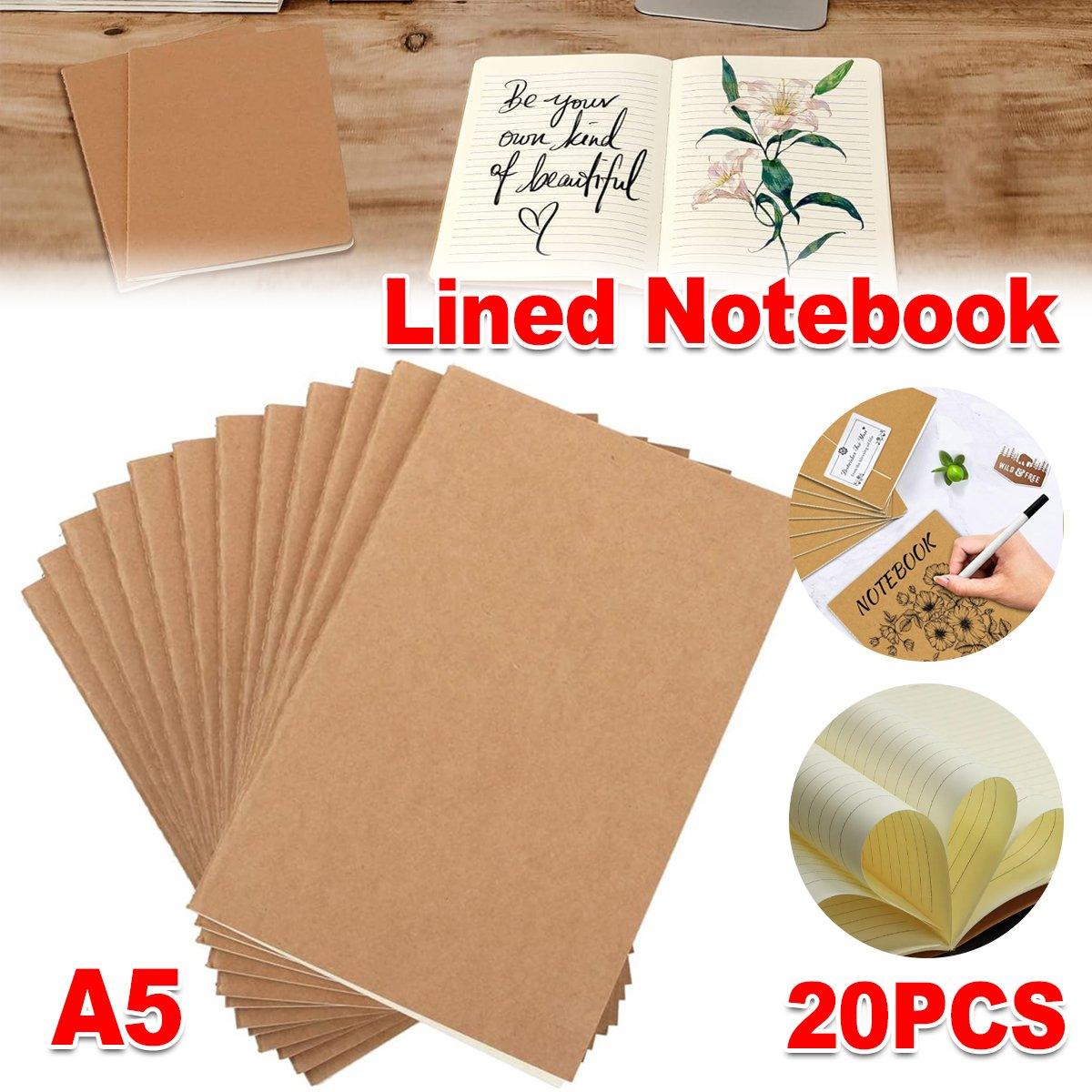 20pcs A5 Notebook Workbook Kraft Paper Notepad for School Office Writing Use V528-NOTEBOOK-A5-20PCS-526088
