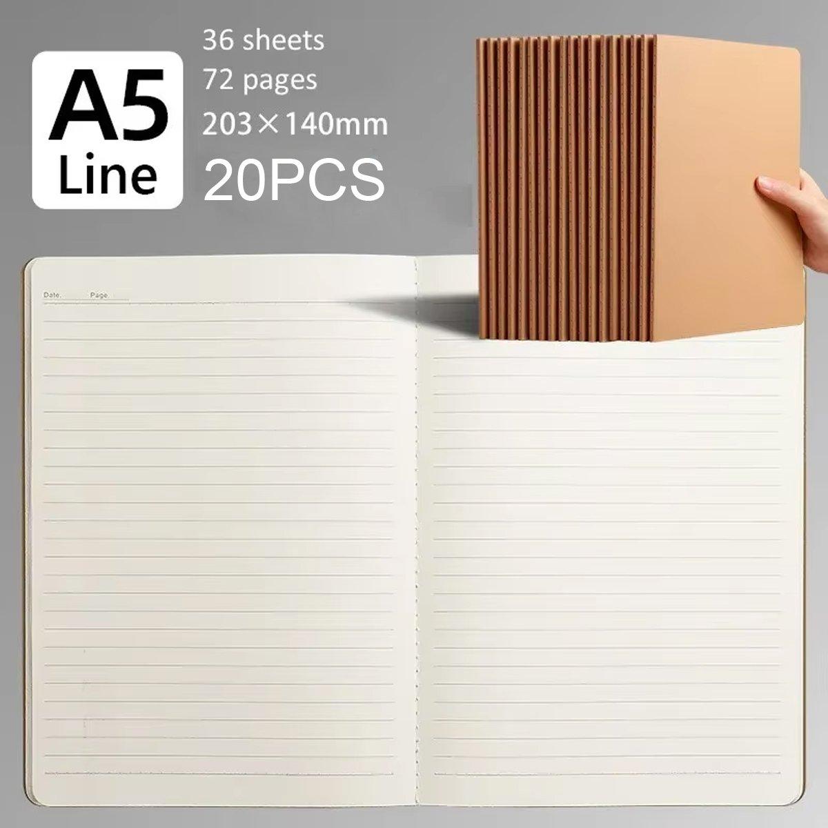 20pcs A5 Notebook Workbook Kraft Paper Notepad for School Office Writing Use V528-NOTEBOOK-A5-20PCS-526088