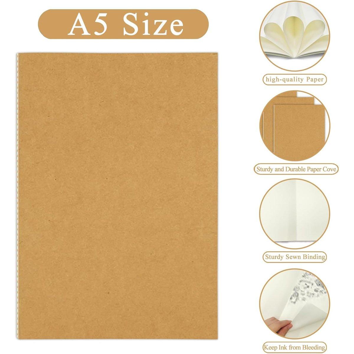 20pcs A5 Notebook Workbook Kraft Paper Notepad for School Office Writing Use V528-NOTEBOOK-A5-20PCS-526088