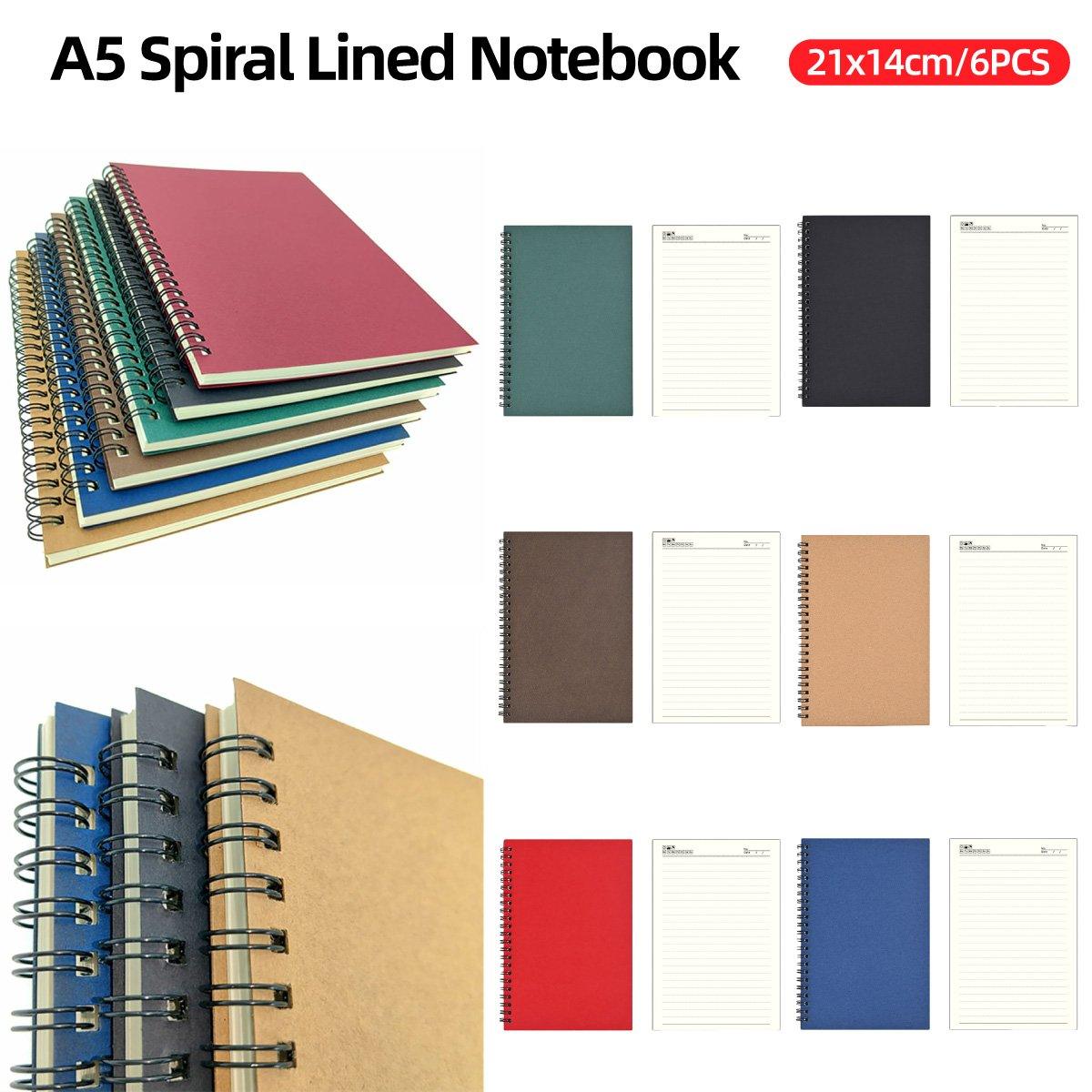 6pcs A5 Spiral Notebook Homework Exercise Book Durable Notepad for School Office V528-NOTEBOOK-SPIRAL-744307