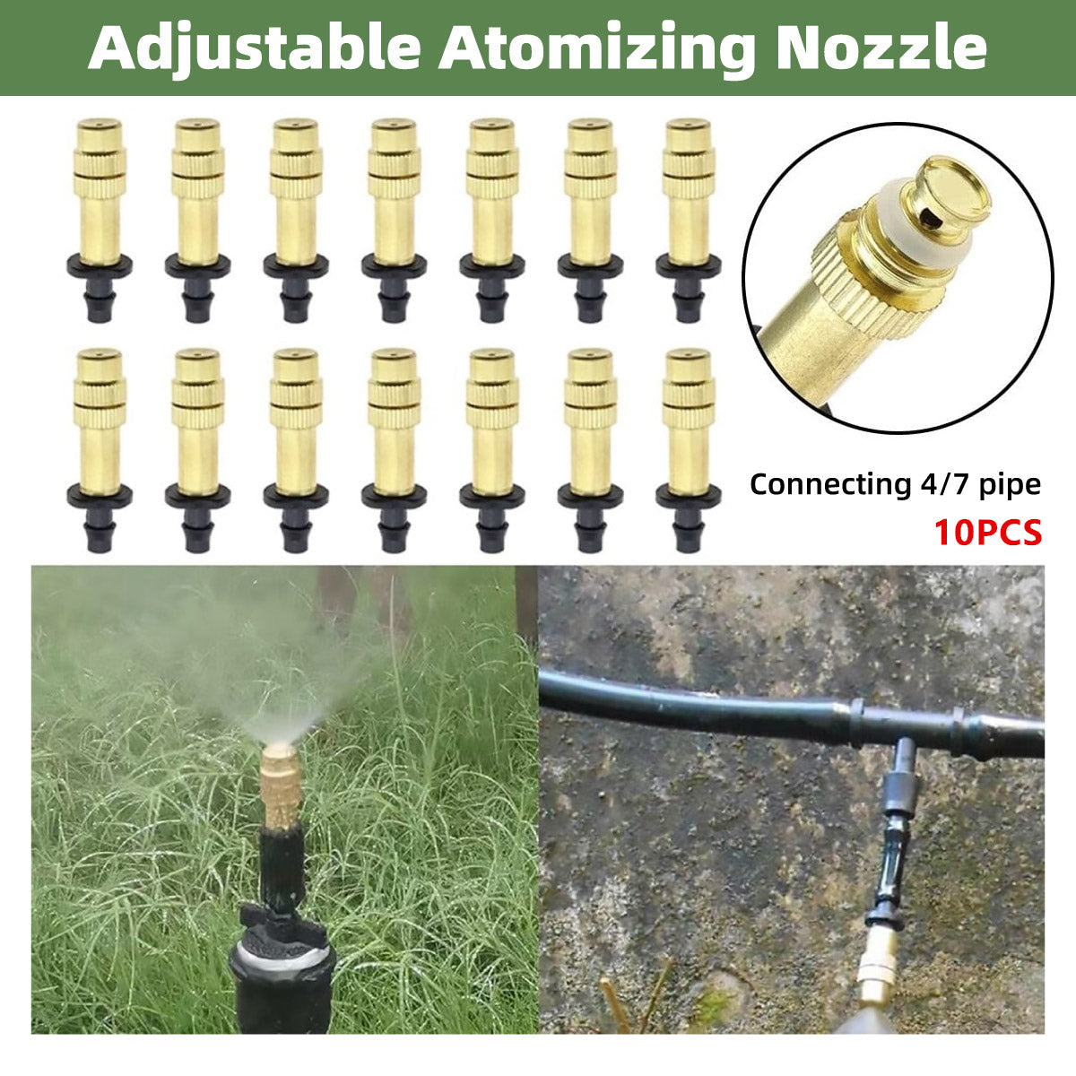 10pcs Adjustable Atomizing Copper Nozzles for Garden Watering Spraying V528-NOZZLE-10PCS-385965