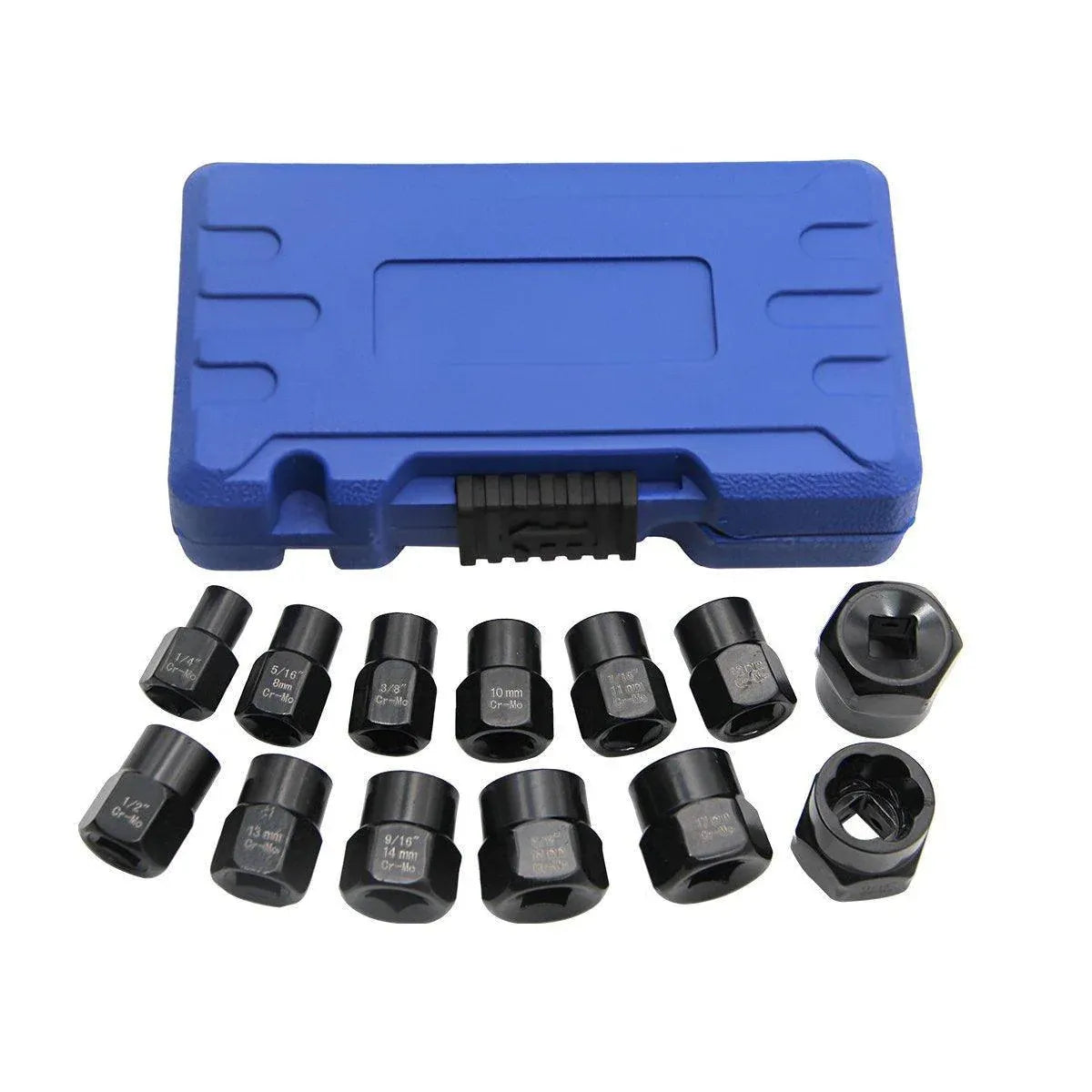 13 Piece Impact Bolt Nut Remover Set Extractor Socket Tool for Stripped Nuts Bolt V528-NUT-REMOVAL-13PCS-946435